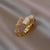 Backgammon Bamboo Ring Zircon Adjustable Ring