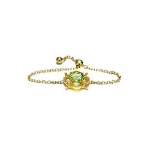 9K Gold Natural Peridot Adjustable Chain Ring