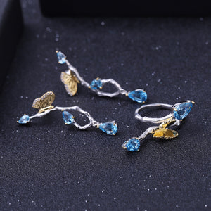 Topaz Simple Natural Style Butterfly Earrings