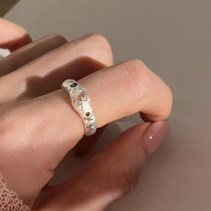 Irregular Texture Powder Love Heart-shaped Ring