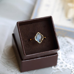 Natural blue topaz topaz diamond drop ring