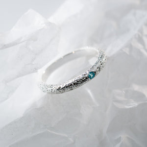 Sterling Silver Fashion Irregular Texture Aquamarine Ring