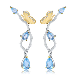 Topaz Simple Natural Style Butterfly Earrings