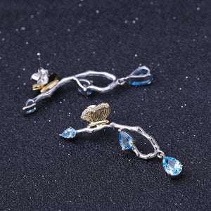 Topaz Simple Natural Style Butterfly Earrings