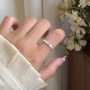 Sterling Silver Fashion Irregular Texture Aquamarine Ring