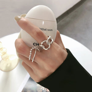 Irregular Ring Fashion Cutout Hoop Chain Ring