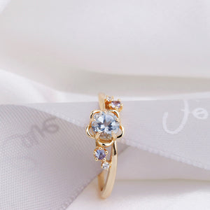 Natural Sky Blue Topaz Flower Ring