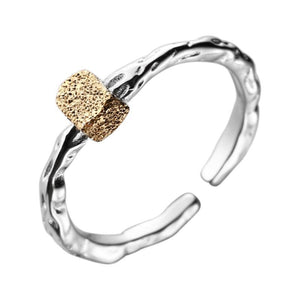 Gold And Silver Color Matching Irregular Texture Ring