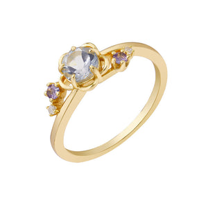 Natural Sky Blue Topaz Flower Ring