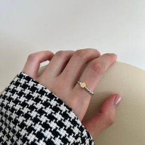 Gold And Silver Color Matching Irregular Texture Ring