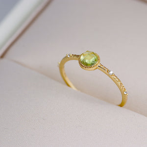 Round Peridot Simple Women's Ring