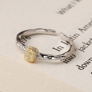 Gold And Silver Color Matching Irregular Texture Ring